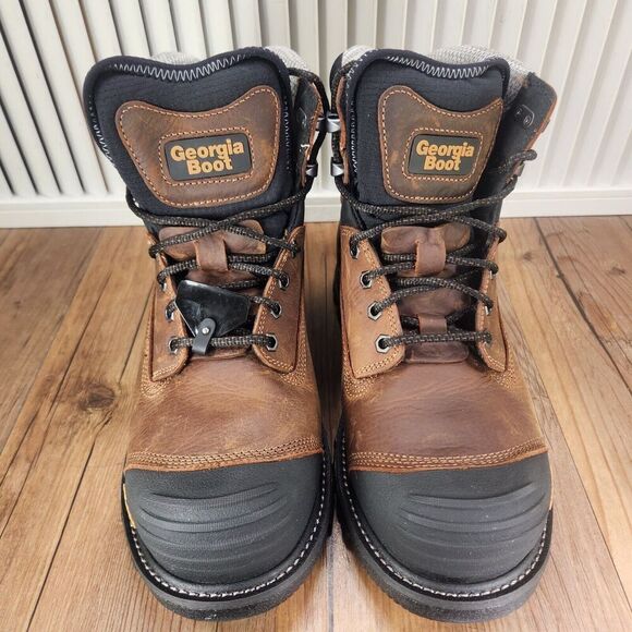 Georgia Boot GB00284 6" Rumbler Mens 9 Wide Brown Waterproof Comp Toe Work Boots - Picture 10 of 13